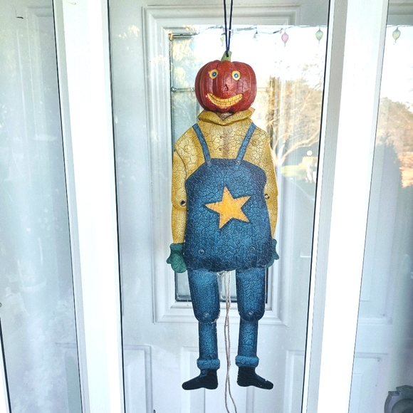 Pumpkin Scarecrow Pull Decoration - Picture 1 of 8